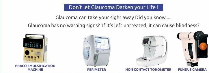 Glaucoma Awareness and Diagnostic Equipment - Phaco Emulsification Machine, Perimeter, Non Contact Tonometer, Fundus Camera